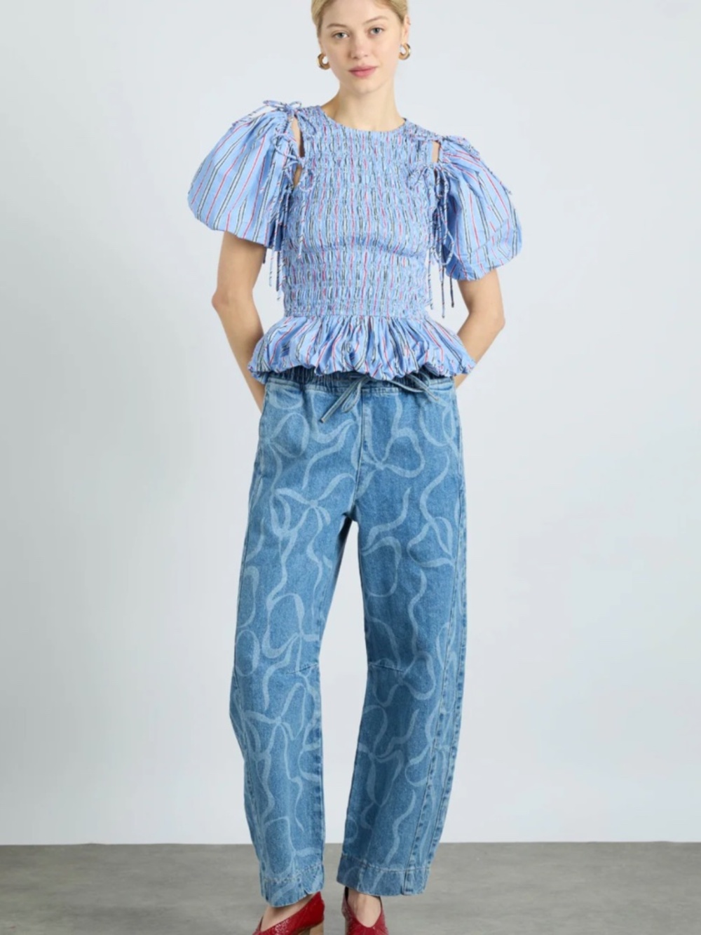 DAMSON MADDER Becca Multi-Way Blouse -- Bold Blue stripe